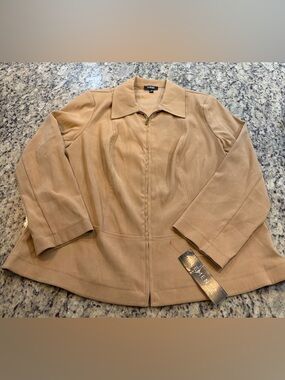 Elementz Women's Camel Tan Zip-Front Blazer Jacket